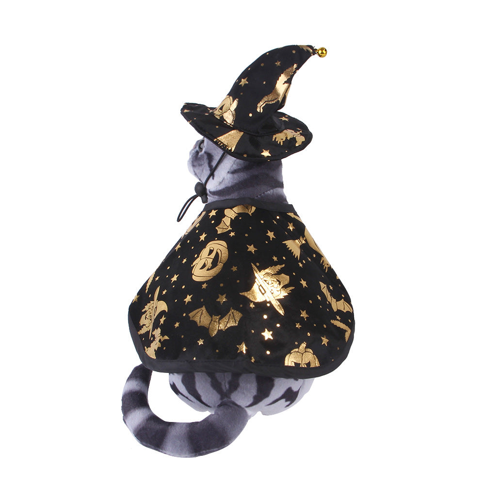 Halloween Wizard Cloak and hat for cats